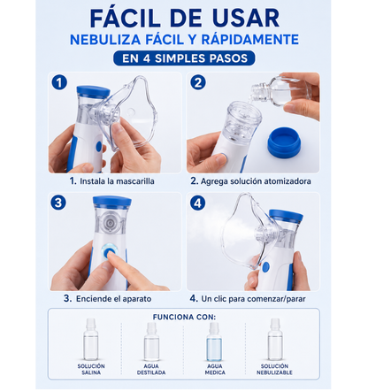 Mini Vaporizador Inalámbrico a Pila Ultrasónico Mesh Nebulizer Jsl-w302