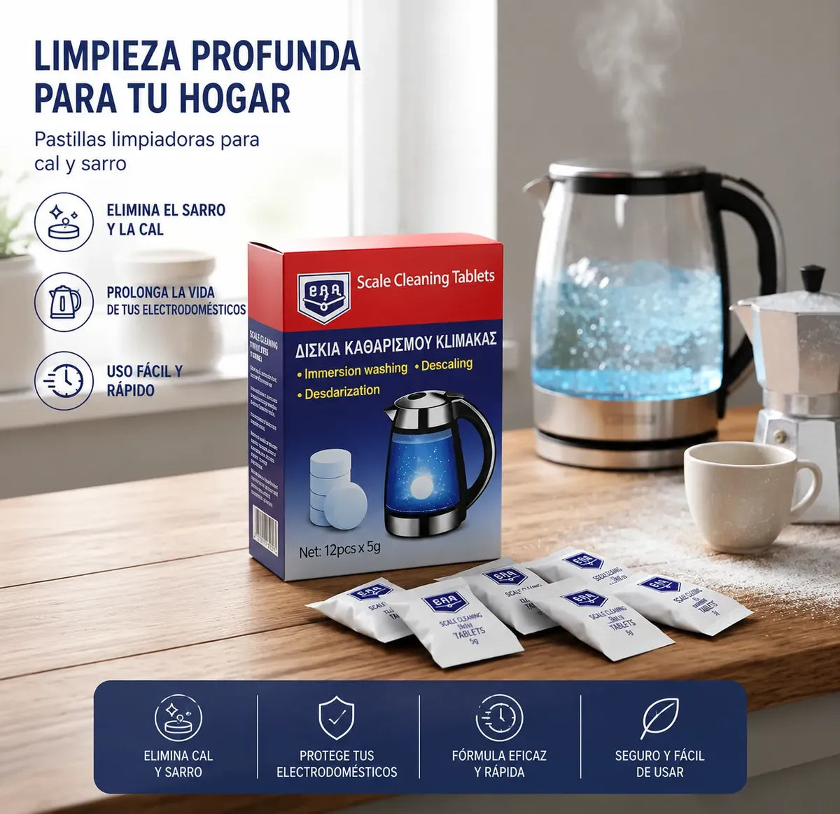 Pastillas Descalcificadoras Limpia Pavas Y Cafeteras X12