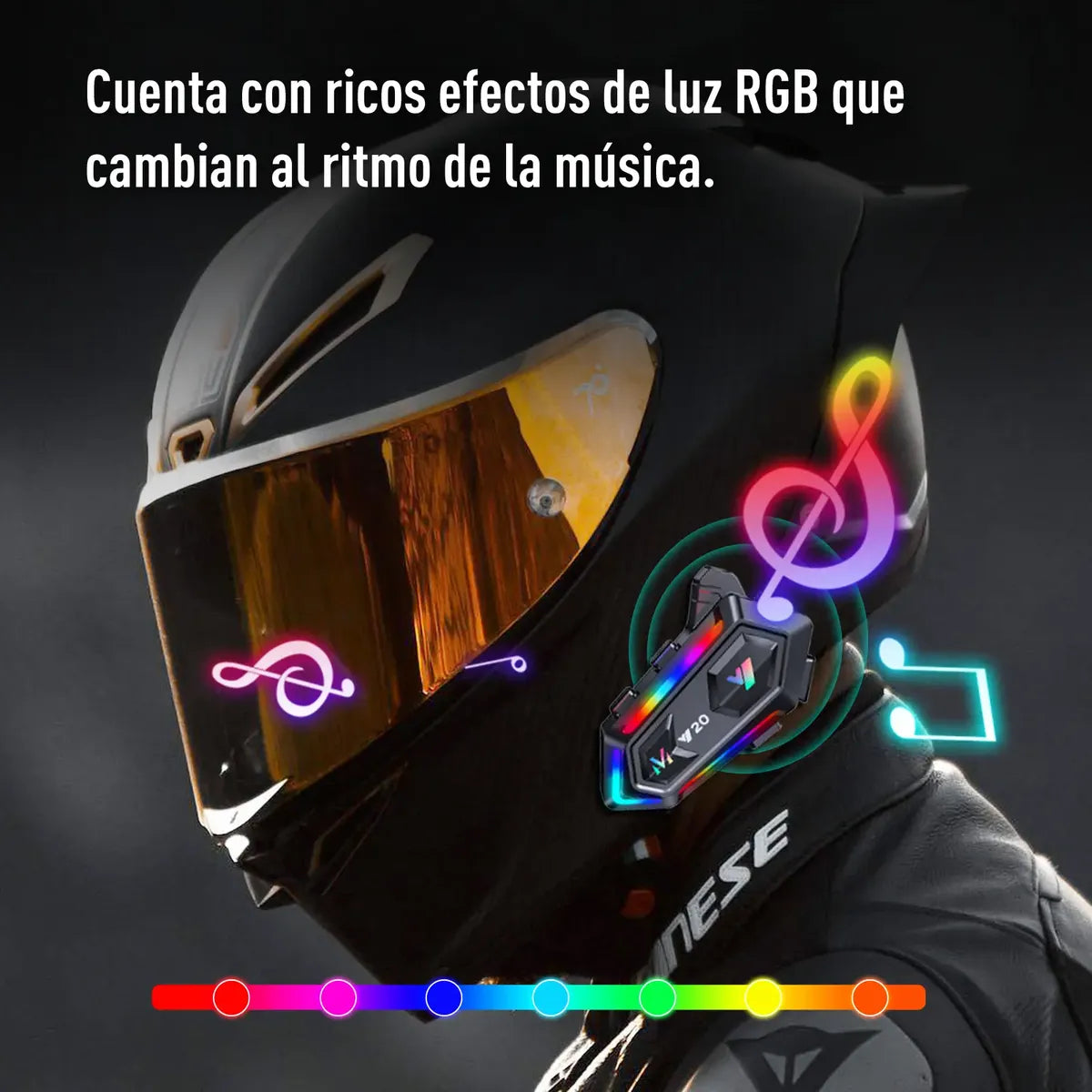 Auricular Moto Casco Bluetooth V20 Manos Libres Rgb